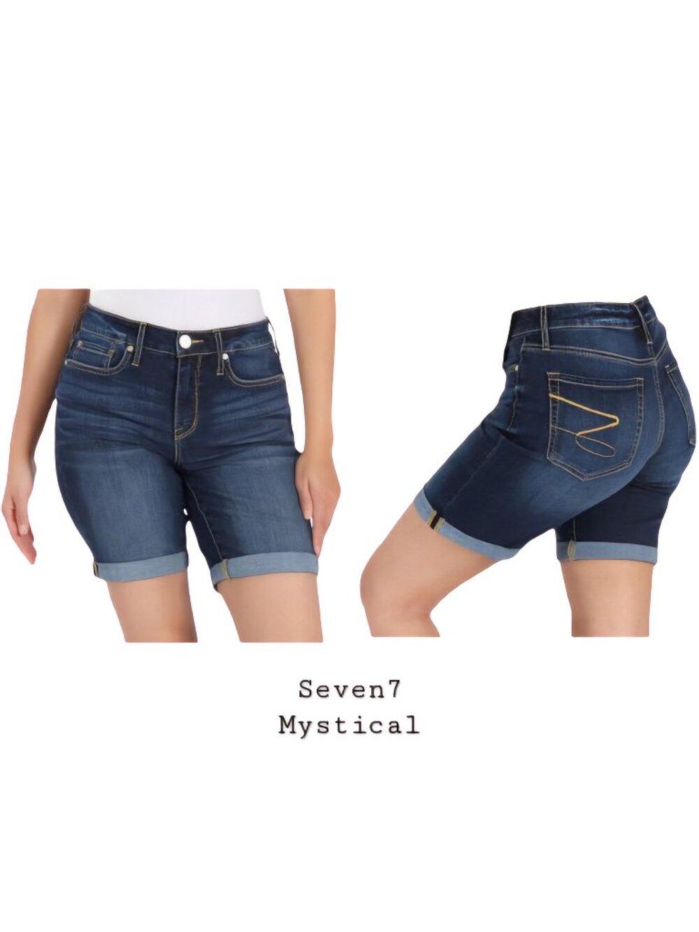 Seven7 Denim Bermuda Shorts Blue Mystical Cuff Straight MY3207DE